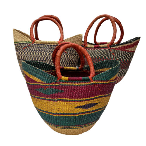 Deluxe Colorful African Shopping Basket - Large 18" U-shape size