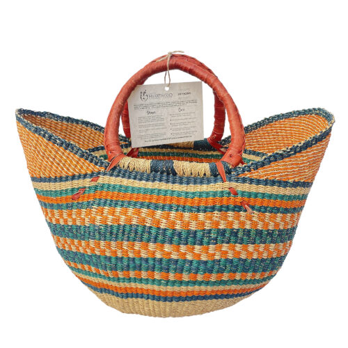 Deluxe Colorful African Shopping Basket - Large 18" U-shape size
